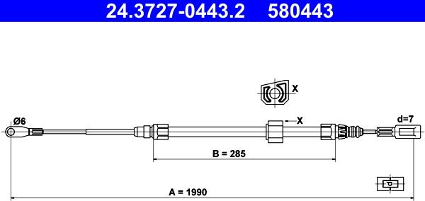 ATE 24.3727-0443.2 - Cablu, frana de parcare parts5.com