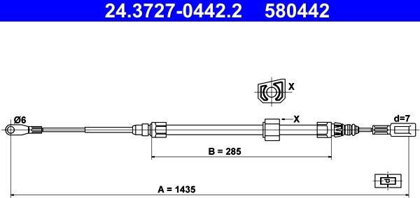 ATE 24.3727-0442.2 - Cablu, frana de parcare parts5.com