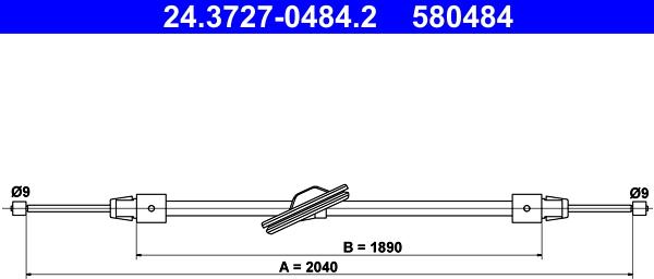 ATE 24.3727-0484.2 - Тросик, cтояночный тормоз parts5.com