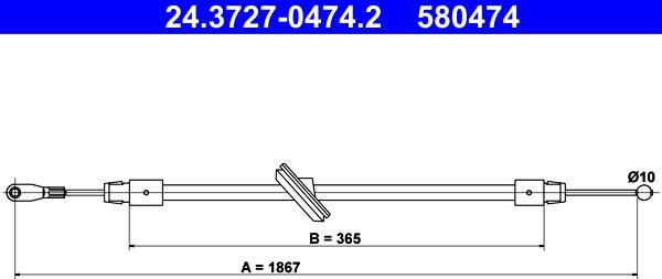 ATE 24.3727-0474.2 - Cable de accionamiento, freno de estacionamiento parts5.com