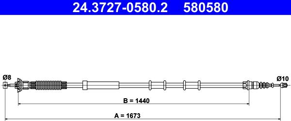 ATE 24.3727-0580.2 - Cablu, frana de parcare parts5.com