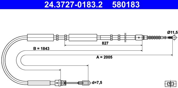 ATE 24.3727-0183.2 - Cięgło, hamulec postojowy parts5.com