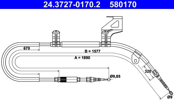 ATE 24.3727-0170.2 - Cablu, frana de parcare parts5.com