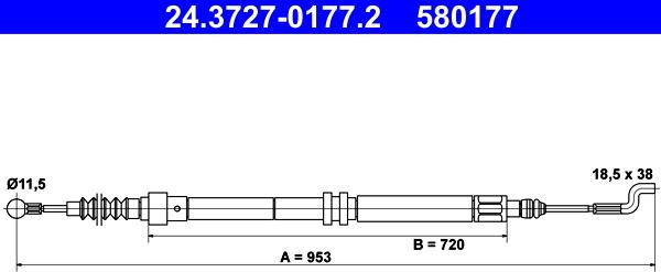 ATE 24.3727-0177.2 - Жило, ръчна спирачка parts5.com