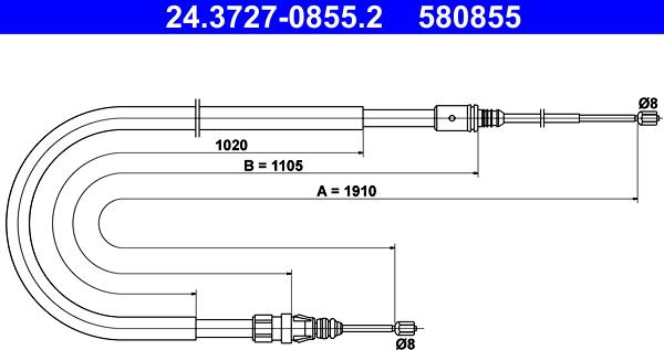 ATE 24.3727-0855.2 - Cable, parking brake parts5.com