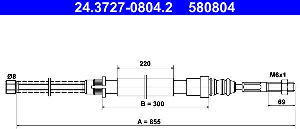 ATE 24.3727-0804.2 - Cablu, frana de parcare parts5.com