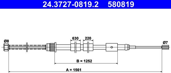 ATE 24.3727-0819.2 - Ντίζα, φρένο ακινητοποίησης parts5.com