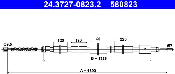 ATE 24.3727-0823.2 - Cable, parking brake parts5.com