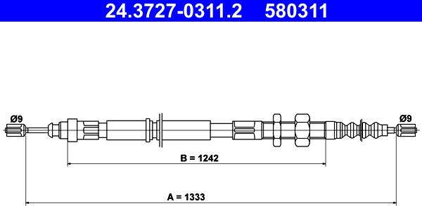 ATE 24.3727-0311.2 - Cable, parking brake parts5.com