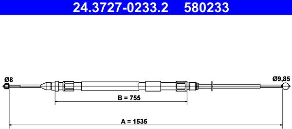 ATE 24.3727-0233.2 - Cablu, frana de parcare parts5.com