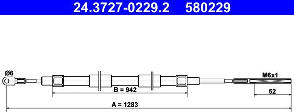 ATE 24.3727-0229.2 - Жило, ръчна спирачка parts5.com