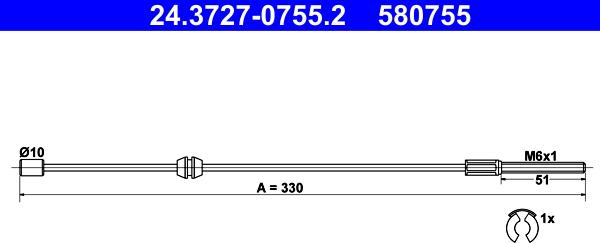 ATE 24.3727-0755.2 - Cablu, frana de parcare parts5.com