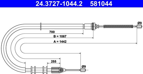 ATE 24.3727-1044.2 - Ντίζα, φρένο ακινητοποίησης parts5.com