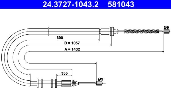 ATE 24.3727-1043.2 - Ντίζα, φρένο ακινητοποίησης parts5.com