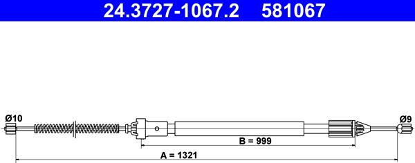 ATE 24.3727-1067.2 - Cable, parking brake parts5.com