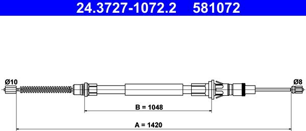 ATE 24.3727-1072.2 - Cable, parking brake parts5.com