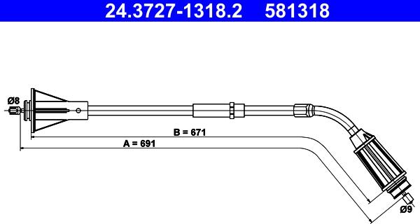 ATE 24.3727-1318.2 - Cable, parking brake parts5.com