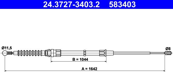 ATE 24.3727-3403.2 - Жило, ръчна спирачка parts5.com