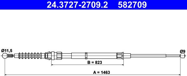 ATE 24.3727-2709.2 - Huzal, rögzítőfék parts5.com