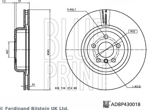 Blue Print ADBP430018 - Спирачен диск parts5.com