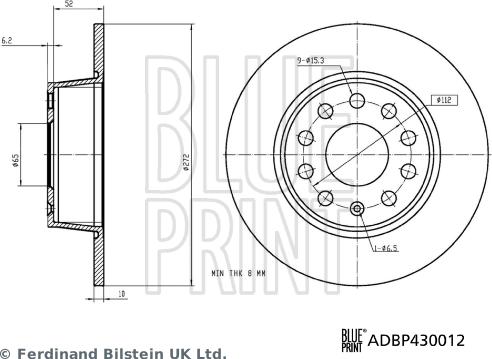 Blue Print ADBP430012 - Bremsscheibe parts5.com