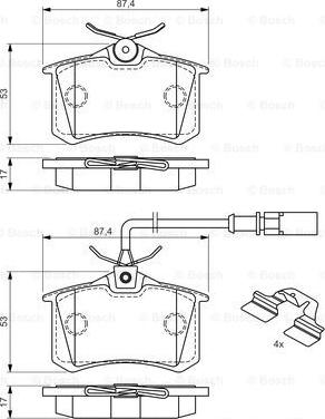 BOSCH 0 986 494 599 - Komplet pločica, disk-kočnica parts5.com