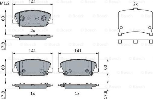 BOSCH 0 986 494 671 - Komplet kočnih obloga, disk kočnica parts5.com