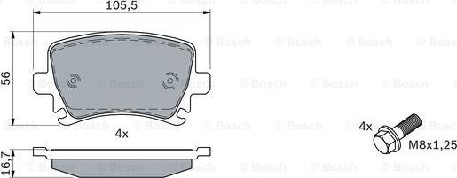 BOSCH 0 986 494 053 - Komplet pločica, disk-kočnica parts5.com