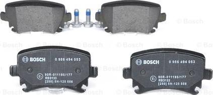 BOSCH 0 986 494 053 - Komplet zavornih oblog, ploscne (kolutne) zavore parts5.com