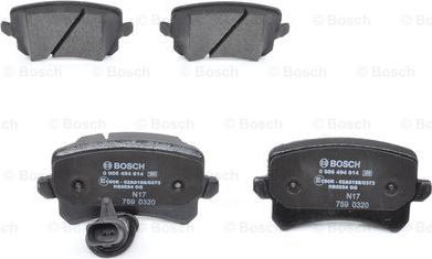 BOSCH 0 986 494 814 - Sada brzdových destiček, kotoučová brzda parts5.com