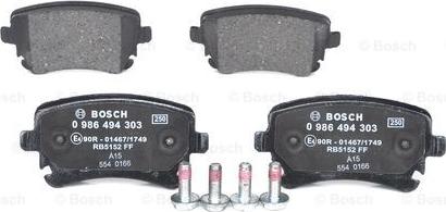 BOSCH 0 986 494 303 - Sada brzdových platničiek kotúčovej brzdy parts5.com