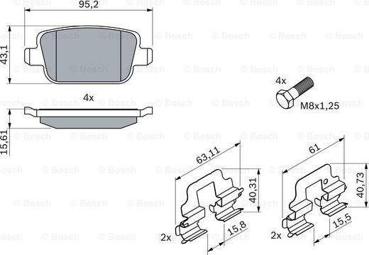 BOSCH 0 986 494 214 - Piduriklotsi komplekt,ketaspidur parts5.com