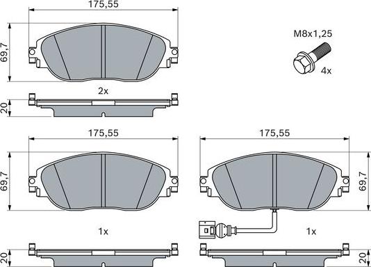 BOSCH 0 986 494 704 - Piduriklotsi komplekt,ketaspidur parts5.com