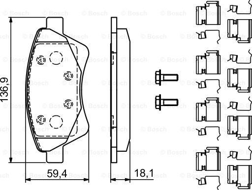 BOSCH 0 986 494 725 - Brake Pad Set, disc brake parts5.com