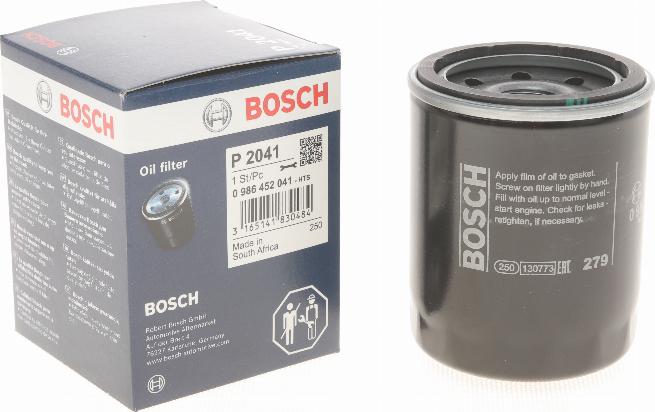 BOSCH 0 986 452 041 - Filtro de aceite parts5.com