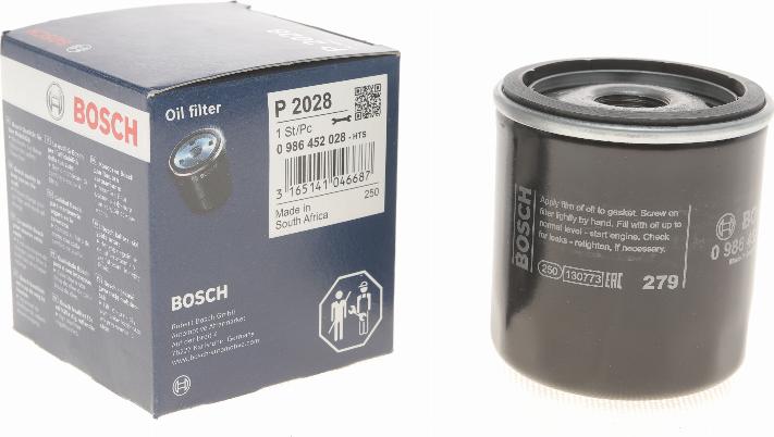 BOSCH 0 986 452 028 - Маслен филтър parts5.com