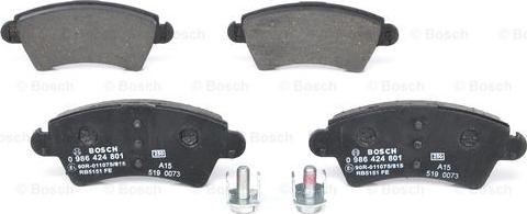 BOSCH 0 986 424 801 - Sada brzdových destiček, kotoučová brzda parts5.com