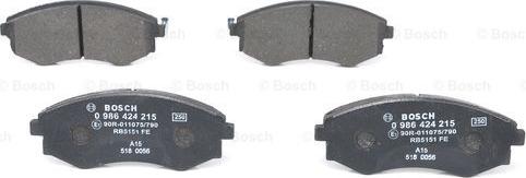 BOSCH 0 986 424 215 - Set placute frana,frana disc parts5.com