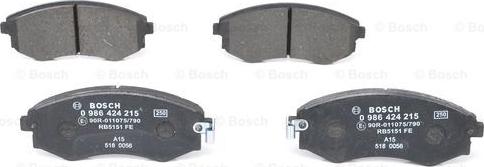 BOSCH 0 986 424 215 - Set placute frana,frana disc parts5.com