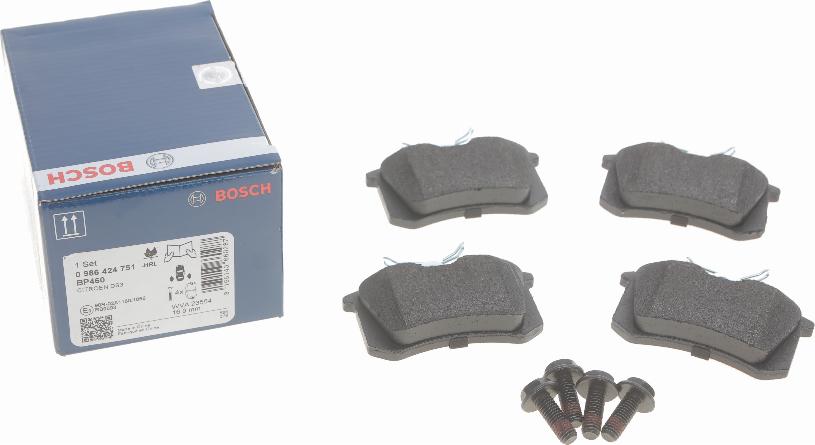 BOSCH 0 986 424 751 - Kit de plaquettes de frein, frein à disque parts5.com