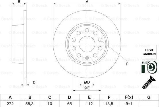 BOSCH 0 986 479 F23 - Brzdový kotúč parts5.com