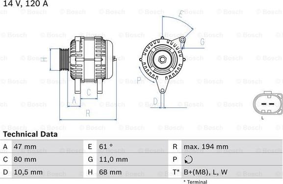 BOSCH 0 986 044 890 - Γεννήτρια parts5.com