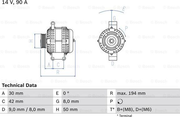 BOSCH 0 986 045 181 - Alternator parts5.com