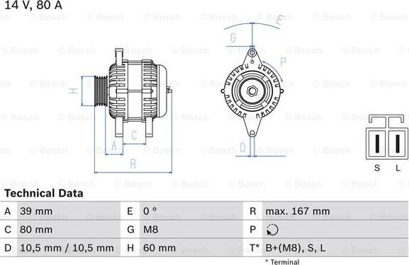 BOSCH 0 986 045 701 - Alternator parts5.com