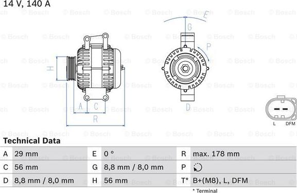 BOSCH 0 986 046 180 - Generator / Alternator parts5.com