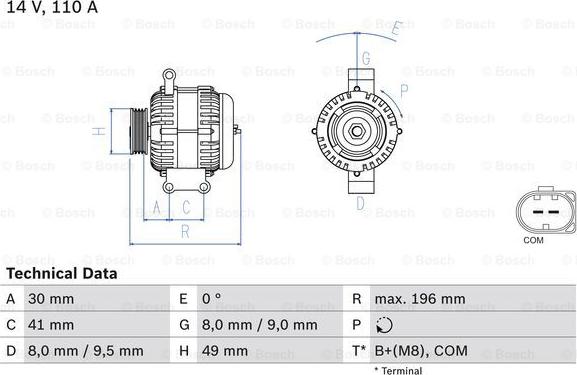 BOSCH 0 986 046 130 - Generator / Alternator parts5.com