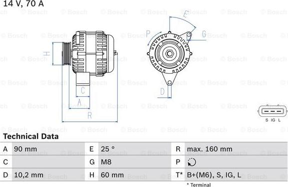 BOSCH 0 986 040 461 - Генератор parts5.com