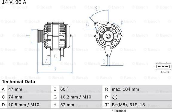 BOSCH 0 986 041 190 - Alternator parts5.com