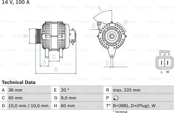 BOSCH 0 986 043 981 - Генератор parts5.com