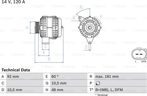 BOSCH 0 986 042 540 - Alternator parts5.com